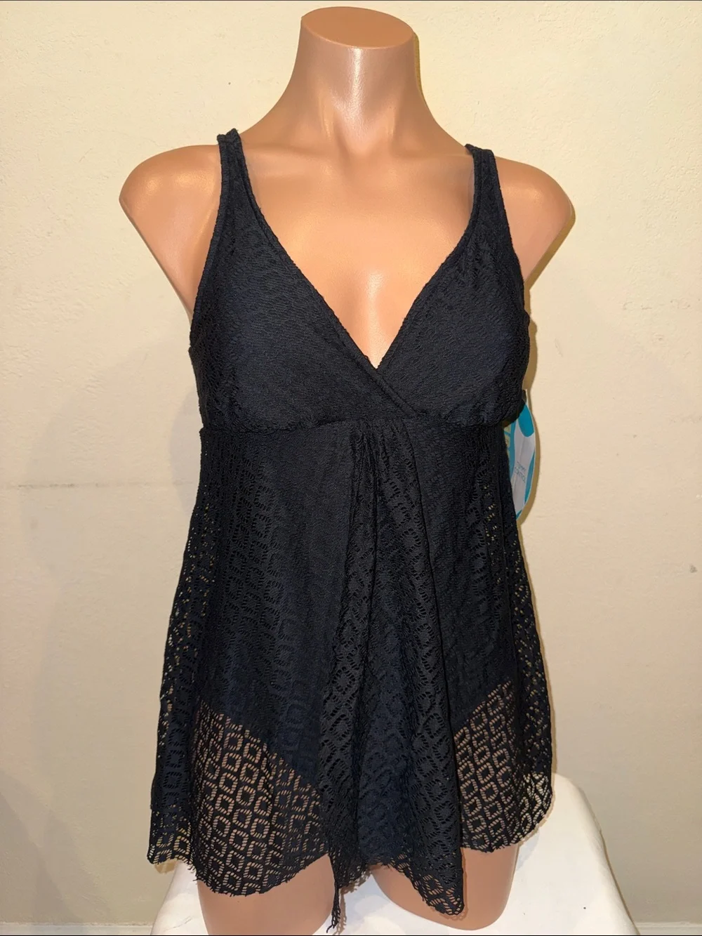 NWT Swim Solutions one piece swimsuit swim dress crochet - Picture 2 of 5